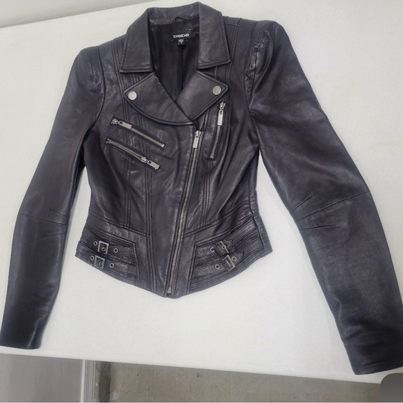 Bebe leather black jacket, size Small, soft 100% real leather shoulder pad - Picture 7 of 15